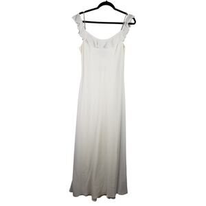Jessica McClintok Bridal Size 12 Beaded Strap Wedding Dress White Minimalist